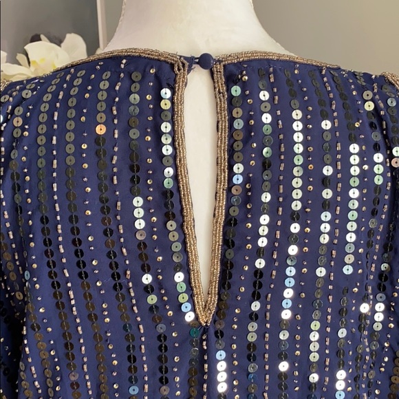 Greylin Navy Gold Sequin Sleeveless Mini Dress S - Picture 7 of 10